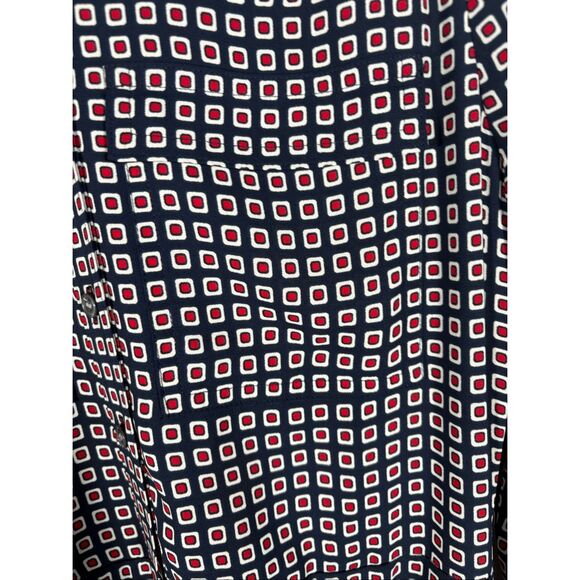 J.CREW Button Front Maxi Dress Geometric Navy Blue Red White size 2 - Picture 8 of 9